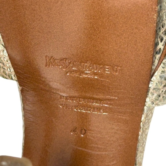 Saint Laurent Tribute High-Heel Leather Sandal in Metallic Gold size 40 | US 10 - Picture 11 of 14